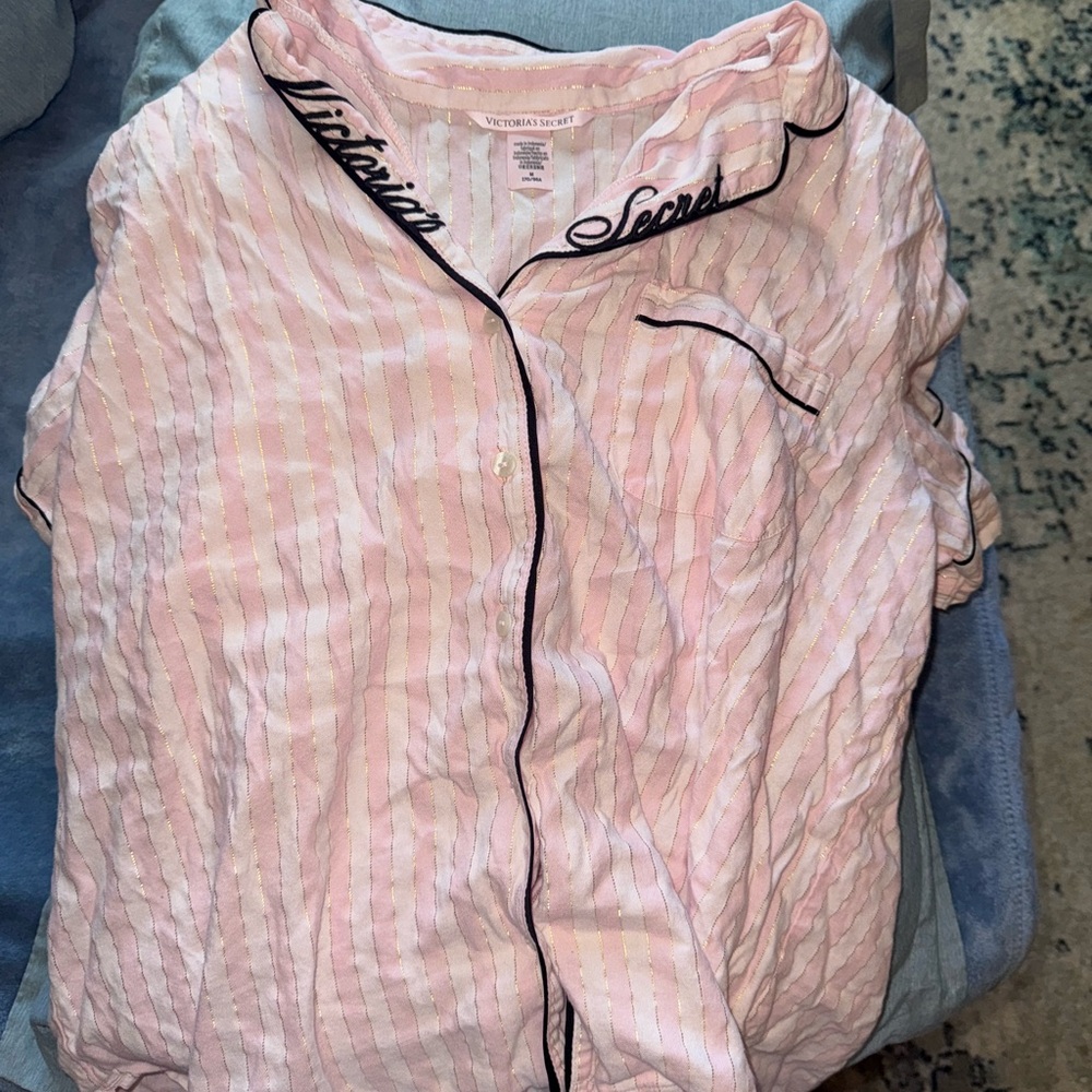 Victoria's Secret Pink and White Striped Pajama Set